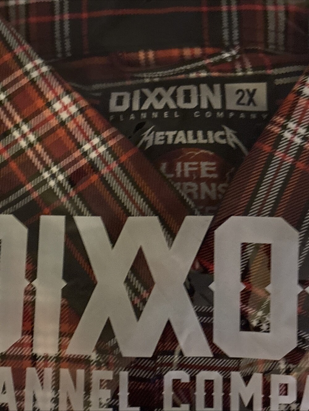 DIXXON Flannel x Metallica Life Burns Faster Men's 2XL Band Collab Button Up New - Picture 4 of 5